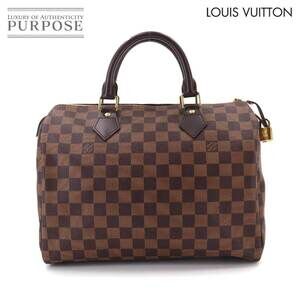 Louis Vuitton Speedy Damier Top Handle Bag Canvas Leather Ebene Brown